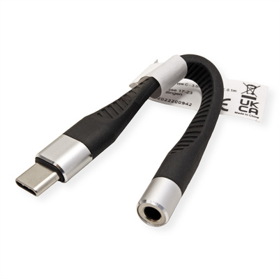Adaptér USB 3.1 Typ C / 3,5mm (slúchadlá+ mic), 10cm, čierny