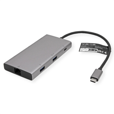 Dokovacia Stanica USB Typ C, HDMI+DisplayPort, 2xUSB-A, 2xUSB-C, LAN, PowerDelivery, 4K@60Hz, 0.2m, 