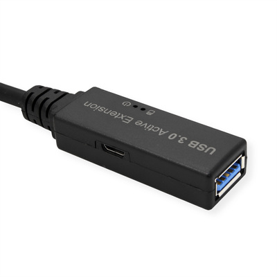 Kábel USB 3.2 Gen 1, Typ C CM/AF 5m, 5Gbps, predlžovací, čierny, aktívny
