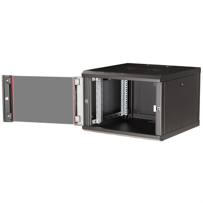 19" Rack na stenu 7U, čierny, 418x600x600mm (HxWxD), RAL9005, PRO, odnímateľné bočnice