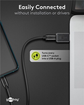 Adaptér USB 3.2 Gen 1, A-C M/F, 5Gbps, priamy, čierny