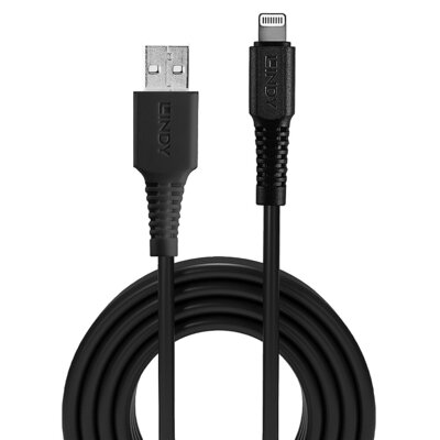 Kábel USB "Lightning" pre Apple, 2m, High Speed, čierny s MFI cert.