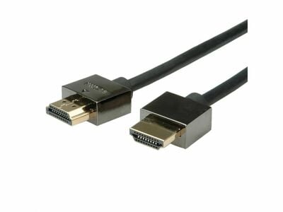 Kábel HDMI M/M 3m, High Speed+Eth, 4K@30Hz, HDMI 1.4, G pozl. kon., čierny, Slim