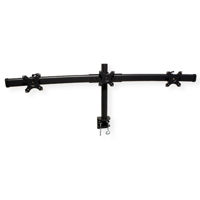 Držiak pre 3x monitor na stôl, úchyt o dosku, max 8kg, rameno 645mm, VESA 75/100, čierny