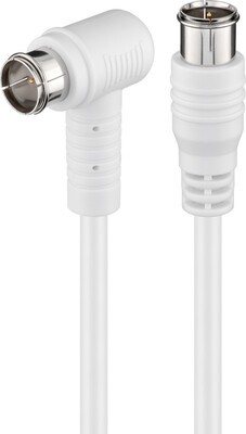 Kábel satelitný, koax F-konektor QUICK M/M 2.5m, 75 Ohm, 80dB, 2x tienený, CCS, biely, 1x90°