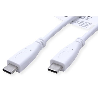 Kábel USB 3.2 Gen 2, Typ C CM/CM 1m, 10Gbps, PD 100w 20V5A, biely
