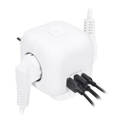 Rozvodka biela 3x 16A guľatá zásuvka, s nabíjačkou 2xUSB-A,2.4 A, 1xUSB-C 15W, biela