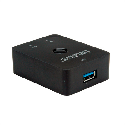 Prepínač USB 3.2 Gen 1, 2PC/1 zariadenie, manuálny, prepínanie tlačidlom, čierny