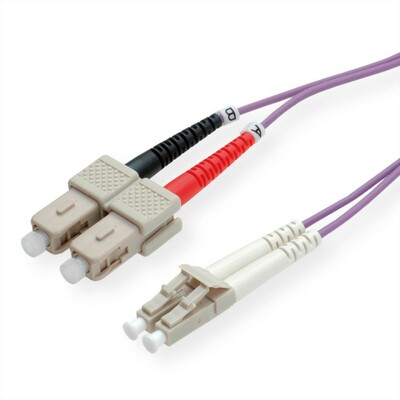 Fiber kábel LC-SC, 0.5m Duplex OM4(50/125µm), 2.8mm, fialový