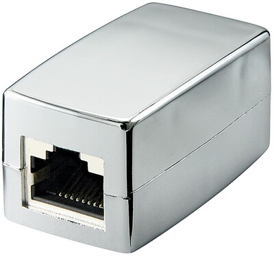 Spojka RJ45, cat.5e, tienená, kovová cross 100MBit