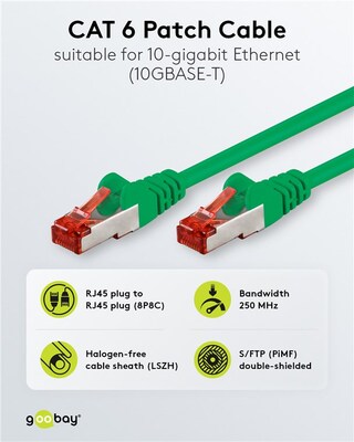 S/FTP (PiMF) Patchkábel LSOH 0.5m cat.6, zelený, Cu
