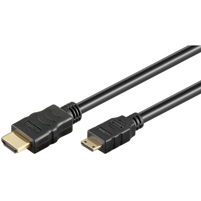 Kábel HDMI/HDMI mini M/M 2m, High Speed+Eth, 4K@30Hz, HDMI 1.4, G pozl. konektor, čierny
