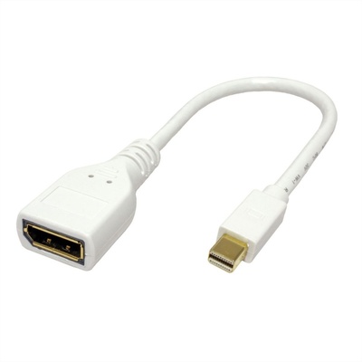 Adaptér mini DisplayPort/DisplayPort M/F, 15cm biely