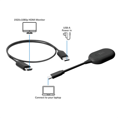 Wireless Audio/Video system, predĺženie USB Typ C na HDMI do 20m, 1920x1080 @60Hz, čierny