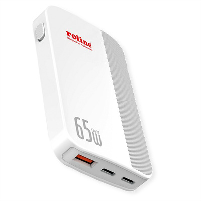 Nabíjačka USB 230V 3port, 1xUSB A, 2xUSB Typ C, 65W, PD, QC 3.0, cestvoná/skladacia, biela