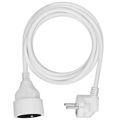 Predlžovačka 3m s 1 zásuvkou, 1.00mm², biela