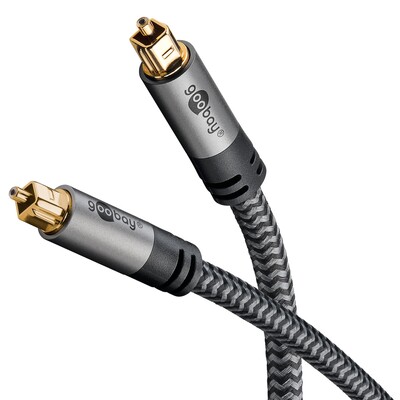 Kábel Toslink audio optický SPDIF prepojovací M/M 10m, ø6.5mm, pozl. konektor, čierny/sivý