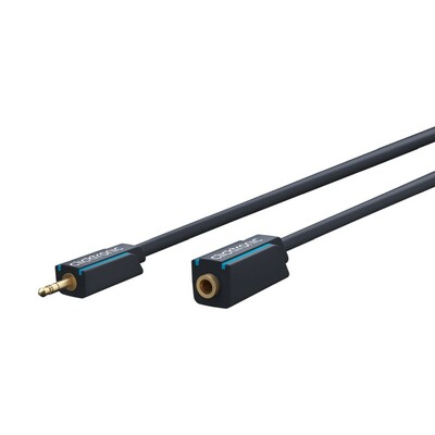 Kábel 3,5mm stereo jack M/F 5m, modrý, pozl. konektor, ClickTronic