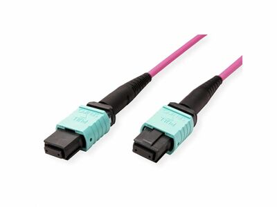 Fiber kábel MPO-MPO, 15m Duplex OM4(50/125µm), LSOH, 4.5mm, Trunk Cable, fialový