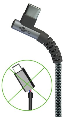 Kábel USB 2.0 Typ C CM/CM 1m, High Speed, Power Delivery 60w 20V3A, čierny/sivý, zahnutý 90°