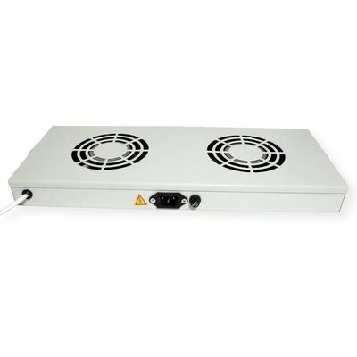 19" Ventilačná jednotka, 2 vetráky, 1U, s termostatom, sivá