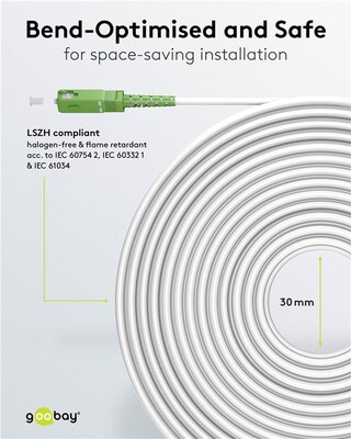 Fiber kábel SC/APC-SC/APC, 30m Simplex OS2(9/125µm), LSOH, 3mm, Kábel pre Orange a Magio, biely