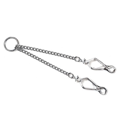 Spojovacia reťiazka, 38cm/1.5mm, pre 2 psov, štipcové karabíny, chrómovaná oceľ, HS