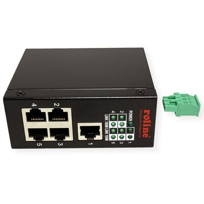 Switch 10/100, 5port, priemyselný, montáž na DIN, napájanie 7-30V, čierny