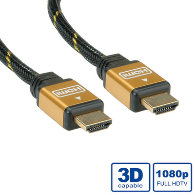 Kábel HDMI M/M 5m, High Speed+Eth, 4K@30Hz, HDMI 1.4, pozl. konektor, čierny/zlatý, Gold