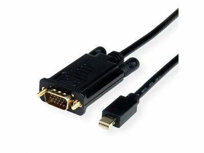 Kábel DisplayPort mini na VGA M/M 2m, max.1920x1200@60Hz, čierny, jednosmerný, aktívny, G pozl. kon.