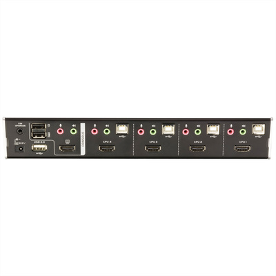 KVM switch/prepínač 4PC, HDMI, USB, audio, USB hub2.0