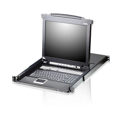 KVM konzola 19" LCD, 8PC, VGA, USB, PS2, SINGLE RAIL, EN layout