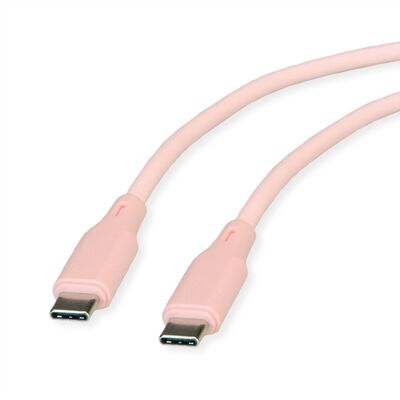 Kábel USB 2.0 Typ C CM/CM 1m, High Speed, PD 60w 20V3A, ružový, pozl. konektor, flexibilný
