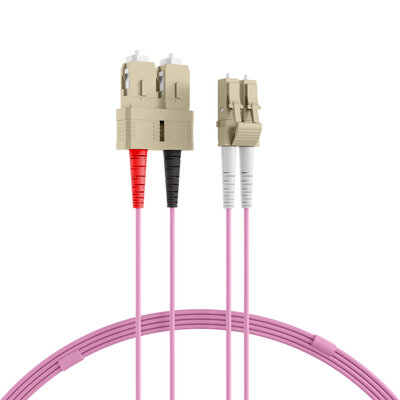 Fiber kábel LC-SC, 5m Duplex OM4(50/125µm), LSOH, 2mm, fialový