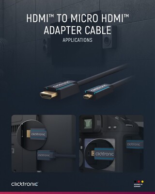 Kábel HDMI/HDMI micro M/M 2m, High Speed+Eth, 4K@60Hz, HDMI 2.0, 10.2G, G pozl. kon., modrý, C