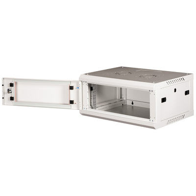 19" Rack na stenu 4U, sivý, 290x600x450mm (HxWxD), odnímateľné bočnice