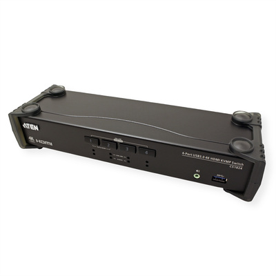KVM switch/prepínač 4PC, HDMI, USB, USB 3.0 hub, Audio, 4K@60Hz