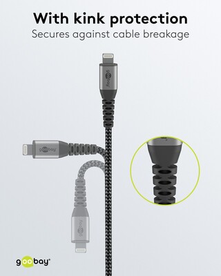 Kábel USB "Lightning" pre Apple, 0.5m, High Speed, čierny/sivý