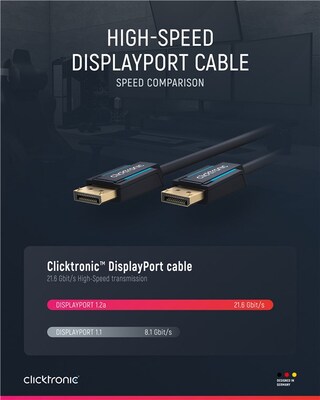 Kábel DisplayPort M/M 7.5m, 4K@60Hz, DP v1.2, 21.6Gbit/s, modrý, pozl. konektor, ClickTronic