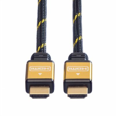 Kábel HDMI M/M 10m, High Speed+Eth, 4K@30Hz, HDMI 1.4,G pozl. kon., čierny/zlatý, Gold