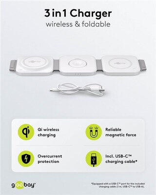 Nabíjačka bezdrôtová (wireless), skladacia 3v1, 15W