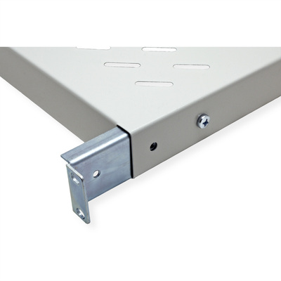 19" Polica 500mm, max. 50kg, 1U, sada skrutiek a podložiek v balení, sivá