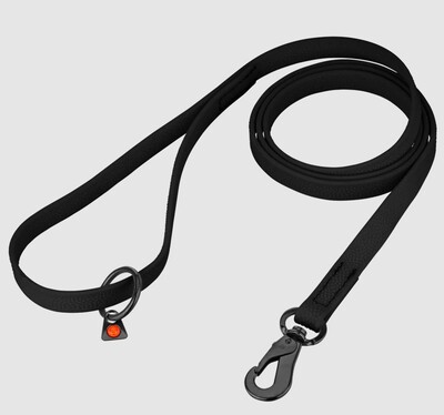 Vodítko FOOTBALLGRIP BIOTHANE s uškom, 16mm/1.5m, nerezová karabína, čierne, HS