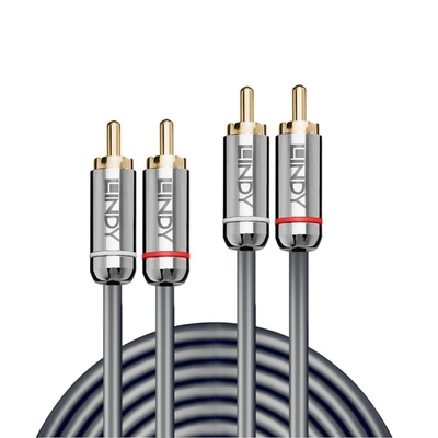 Kábel Cinch 2x audio M/M 10m, sivý, pozl. konektor, Slim, Cromo Line