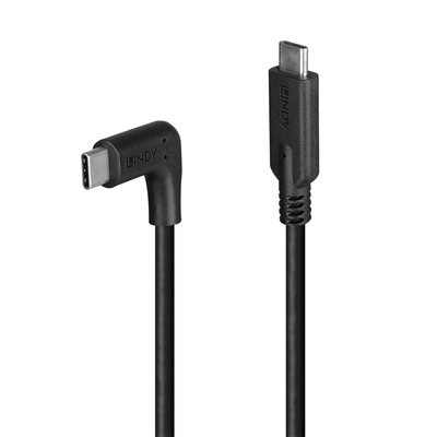 Kábel USB 3.2 Gen 2, Typ C CM/CM 1.5m, 10Gbps, PD 60w 20V3A, čierny, uhľový 90°