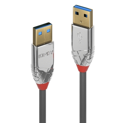 Kábel USB 3.2 Gen 1, A-A M/M 3m, 5Gbps, sivý, Cromo Line, pozl. kon.