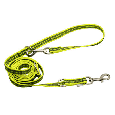 Vodítko prepínacie pogumované, 19mm/2.3m, 2 nerezové karabíny, reflexné žlté, HS