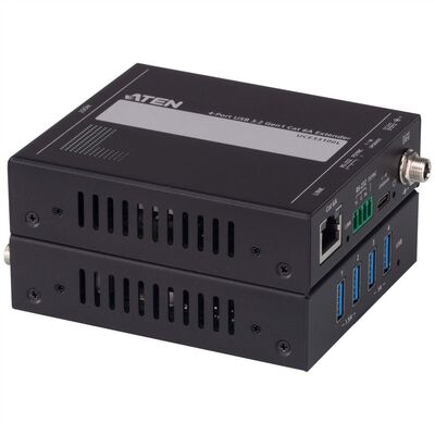 Predĺženie USB 3.2 Gen 1 cez TP do 100m, USB hub (4port), 5Gbps, RS23, PoC (PowerOverCable), čierny