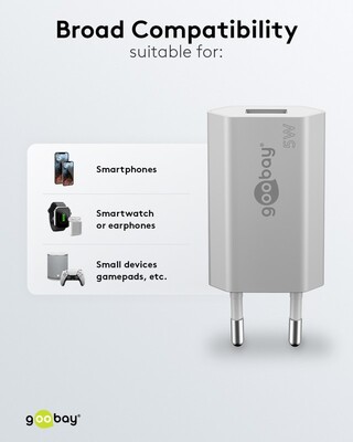 Nabíjačka USB 230V 1port, 1xUSB A, 1A, 5W, SLIM, biela