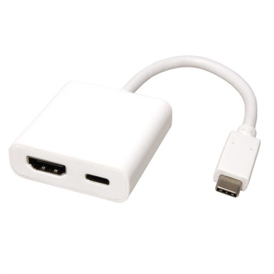 Adaptér USB 3.1 Type C na HDMI, 1xUSB 3.1 Typ C (Power Delivery), biely 10cm